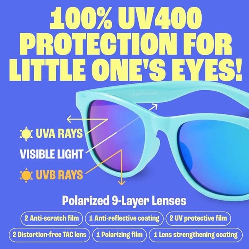 KIDS Baby Sunnies Polarized UV400 Protection 3-8 Age Sunglasses - Sky Blue