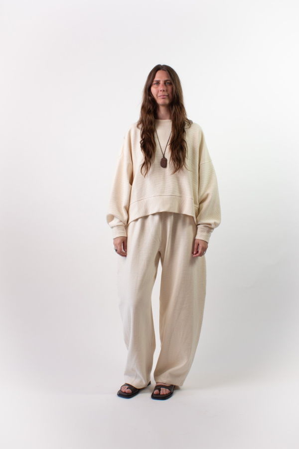 NA NIN Margot Rippled Cotton Cropped Sweatshirt