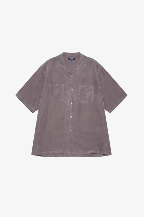 Comme des Garçons Grey Cupra Stripe Garment Dyed Short Sleeve Shirt