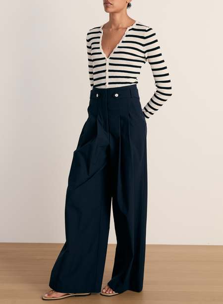 Auralee Hard Twist Wool Panama Stripe Slacks | Garmentory