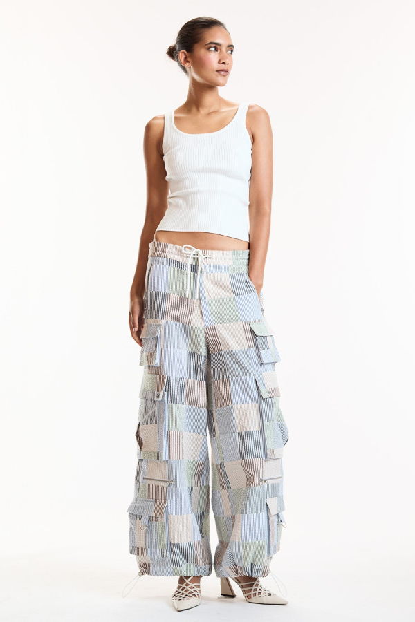 Cynthia Rowley Millie Madras Cargo Pants - Multi
