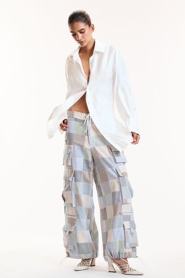 Cynthia Rowley Millie Madras Cargo Pants - Multi