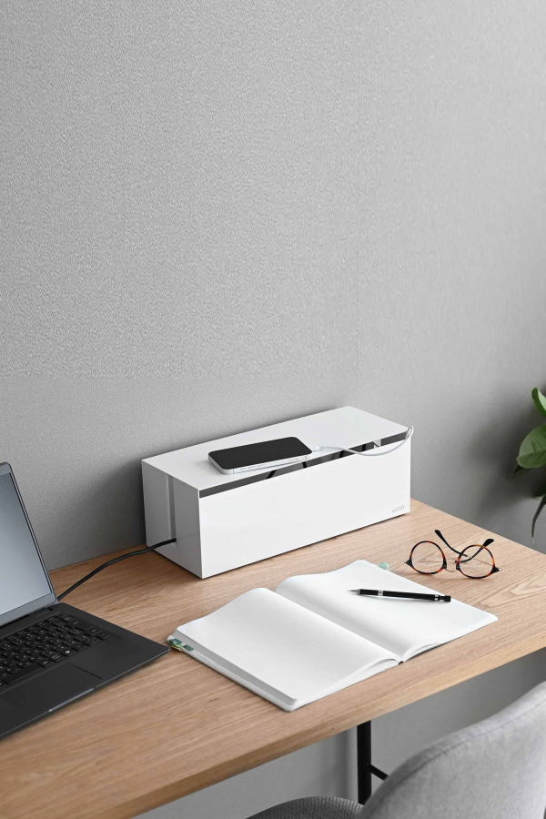 Yamazaki Home Cable Management Box - White/Taupe/Brown