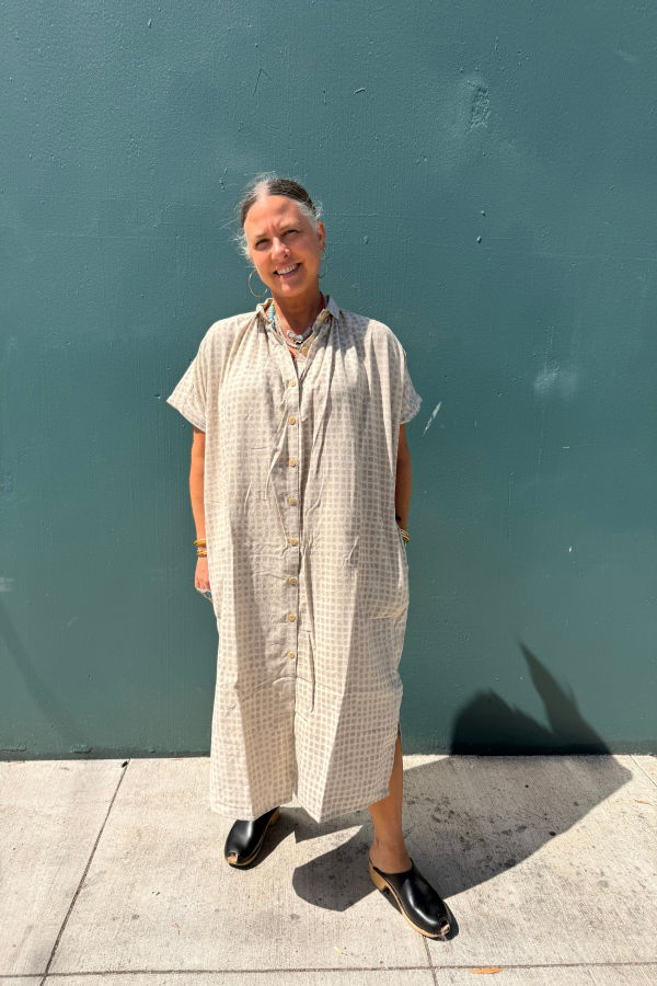 Happy French Gang Elise Dress Grey Small Checks