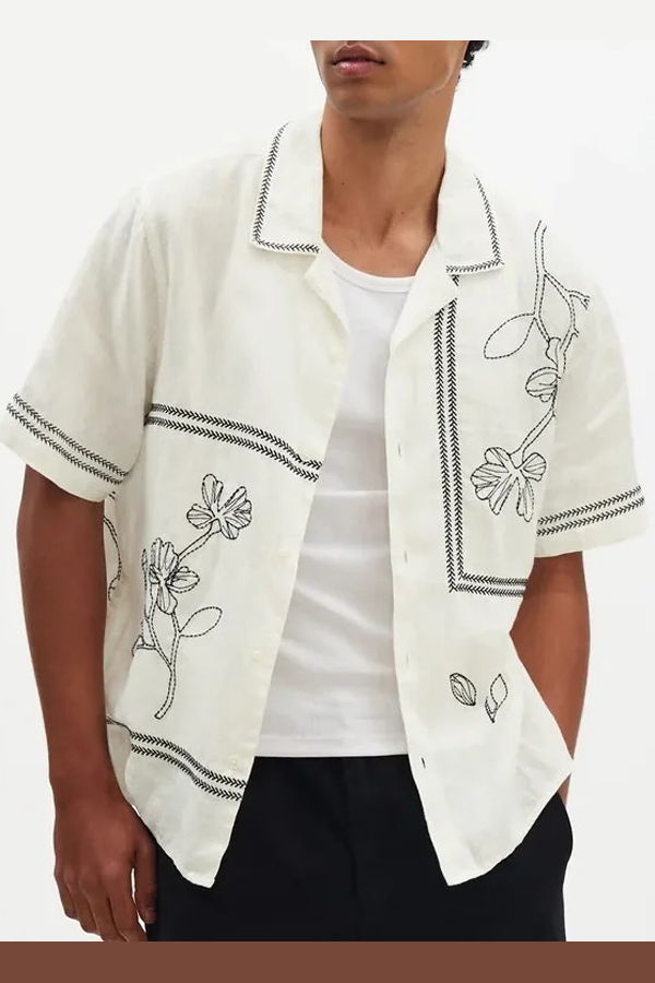 Wax London Didcot Grid Flower Shirt