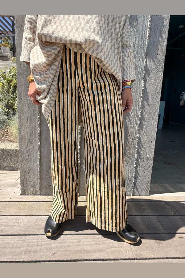 Happy French Gang Omar Black and Camel Stripes Pants