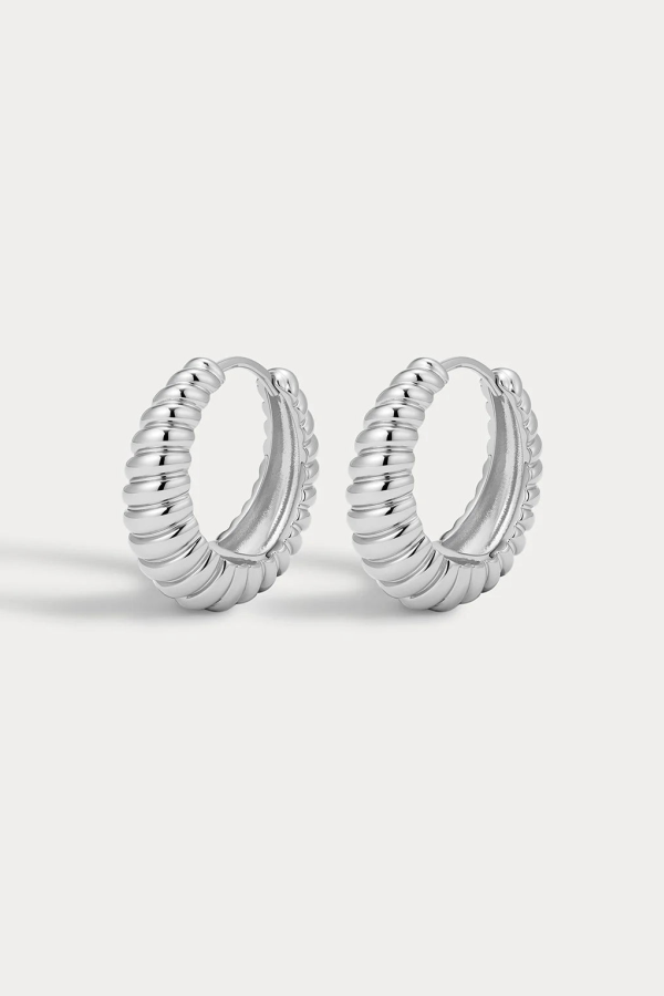 Luv AJ Ridged Marbella Hoops - Silver