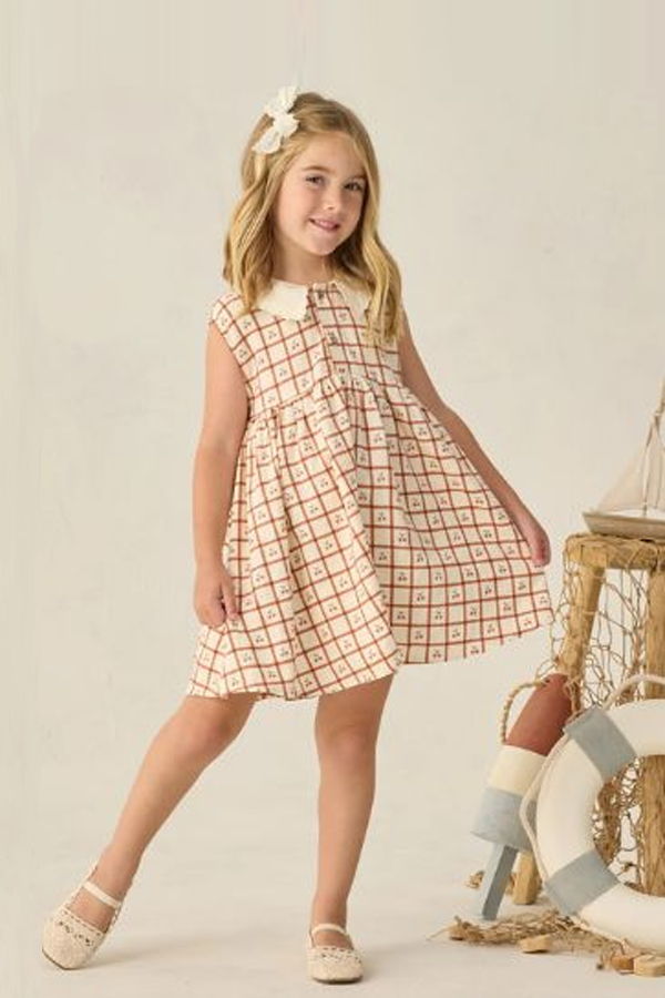 KIDS Rylee + Cru Collared Babydoll Dress - Natural