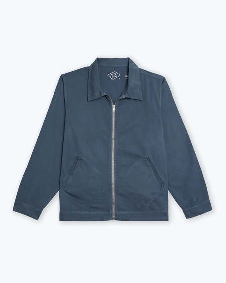 Auralee Finx Polyester Stripe Hooded Zip P/O - Blue | Garmentory