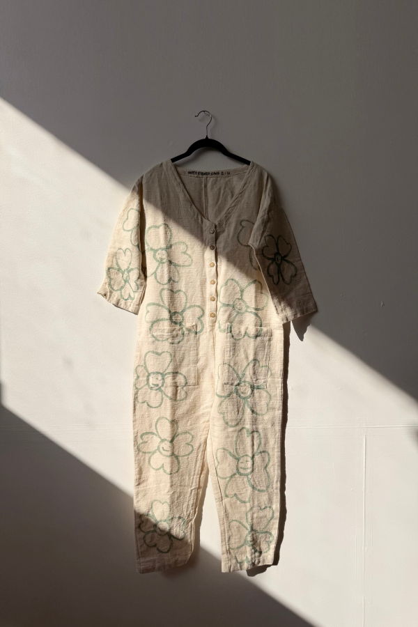 Happy French Gang #126 Hand-Painted Textured Les Fleurs Jumpsuit