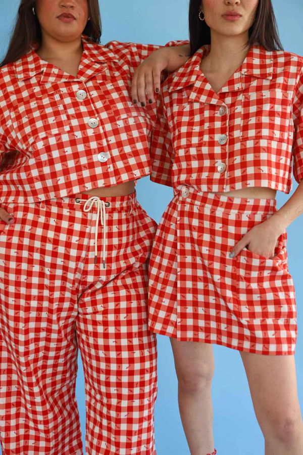 Noble Shell Utility Shirt in Gingham Fishies