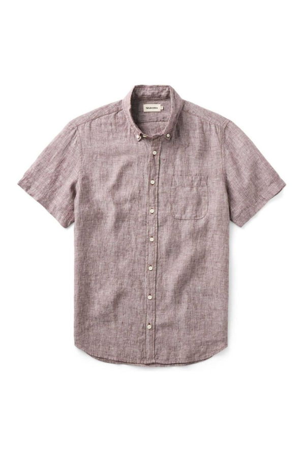 Taylor Stitch The Short Sleeve Jack Shirt - Burgundy Linen