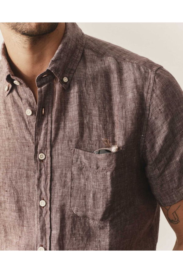 Taylor Stitch The Short Sleeve Jack Shirt - Burgundy Linen