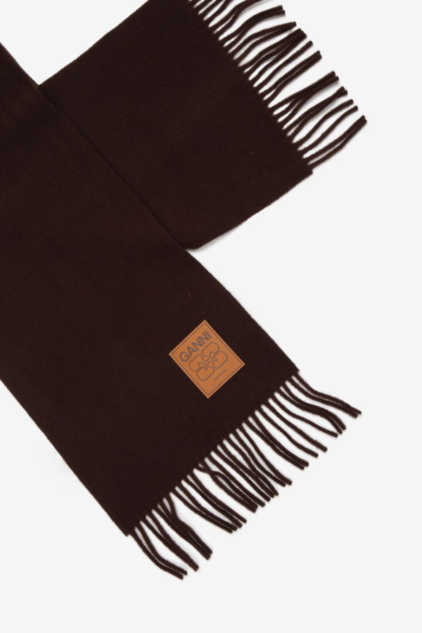 Ganni Double Face Wool Knit Scarf