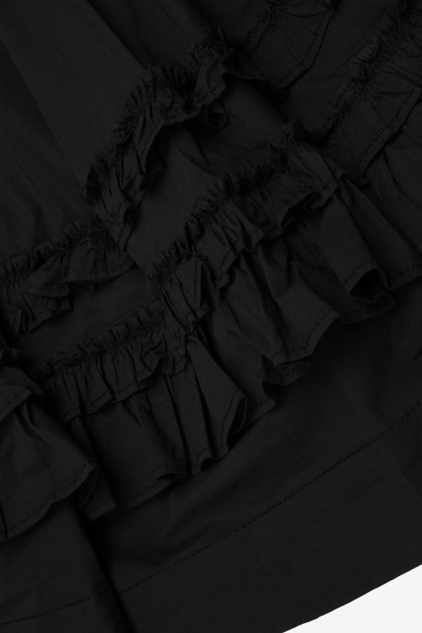 Ganni Stretch Cotton Mini Strap Dress With Frills