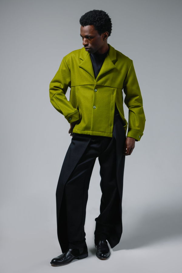 Shivajothi Cropped Multiple Button Placket Jacket