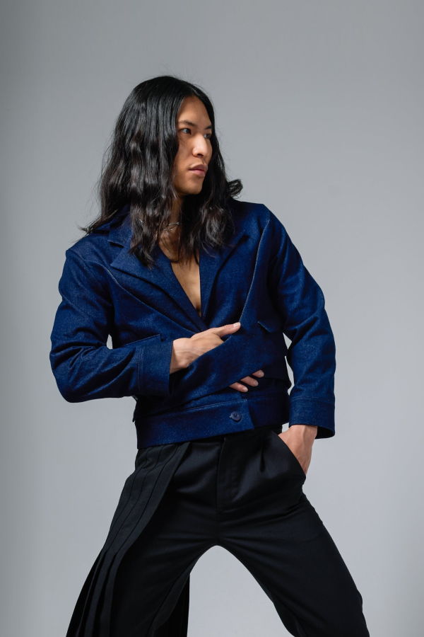 Shivajothi Denim Crisscross Jacket - Blue