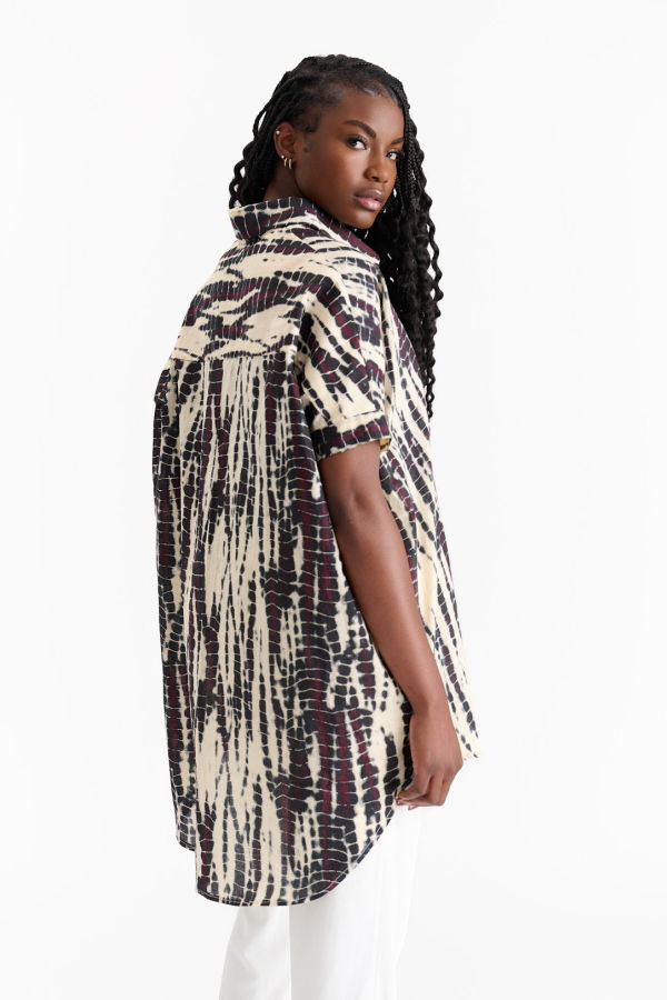Shivajothi Oversized Jungle Print Dress Shirt