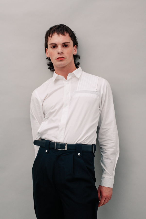 Shivajothi Pleated Fan Shirt - White