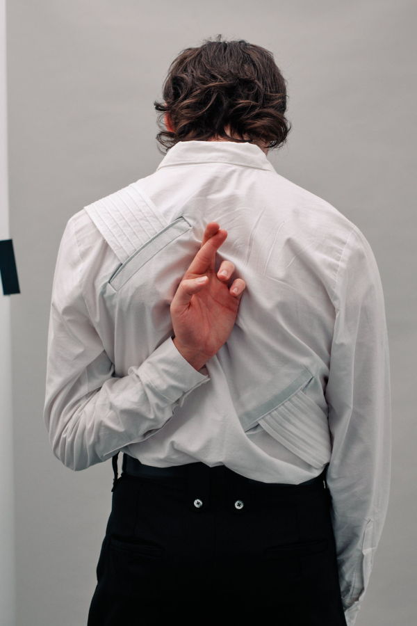 Shivajothi Pleated Fan Shirt - White