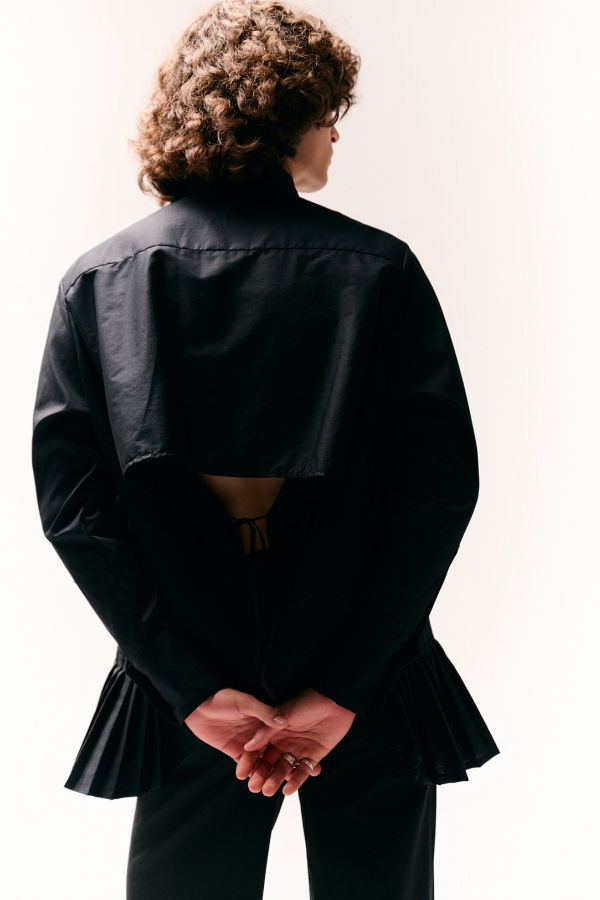 Shivajothi Pleated Panel Flared Dress Shirt