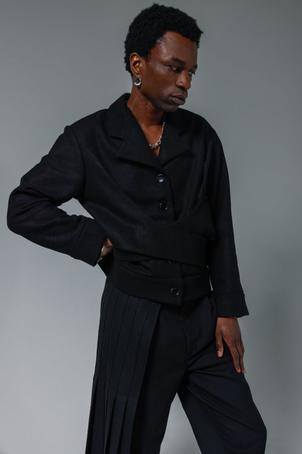 Shivajothi Wool Crisscross Jacket - Black
