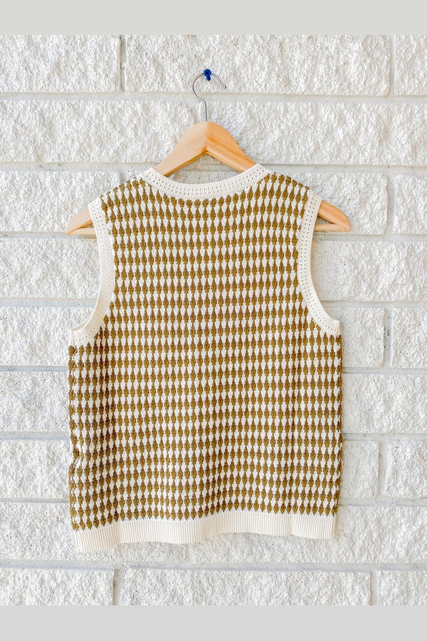 Varley Aura Knit Top - Egret / Golden Olive