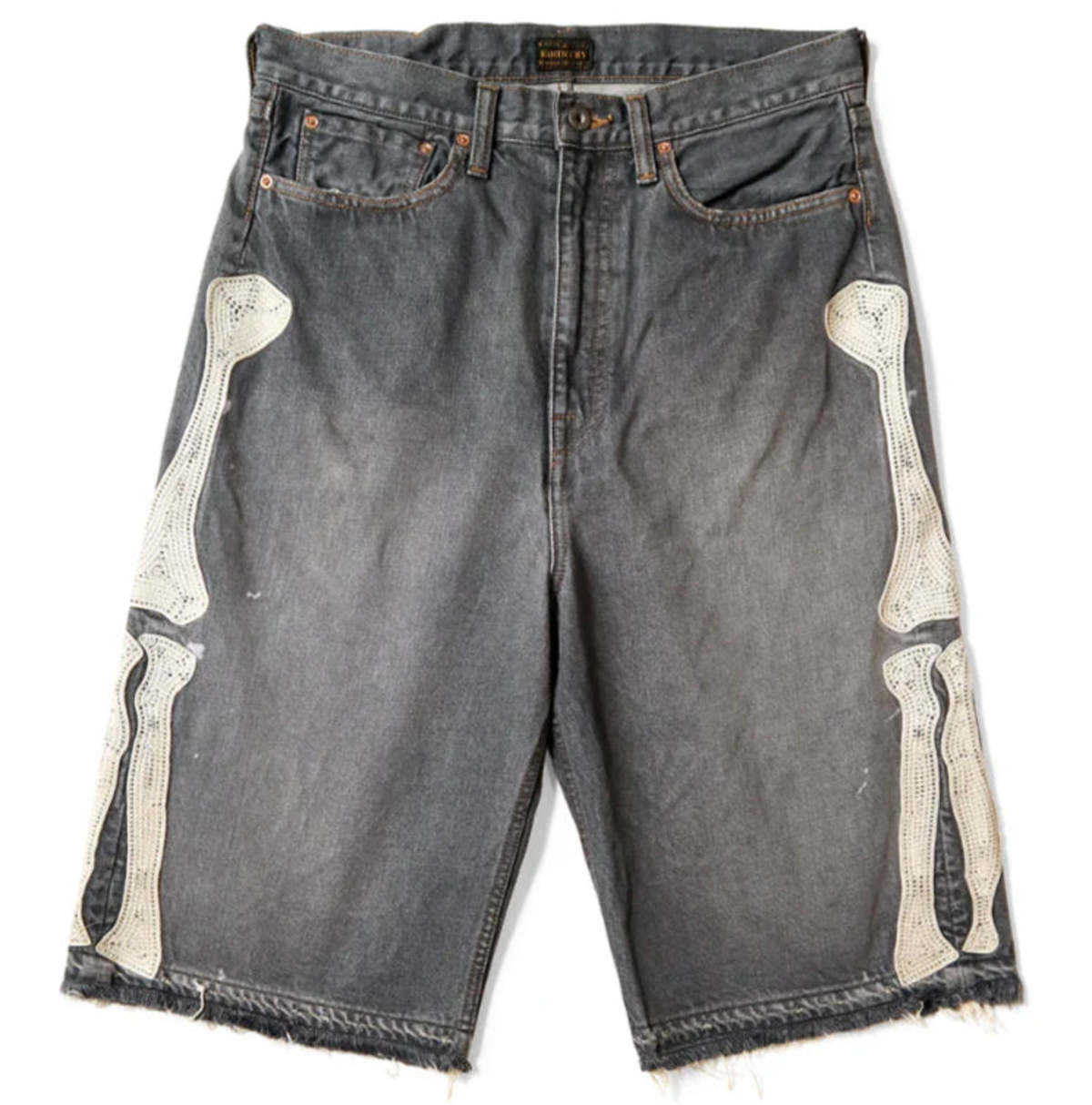 Kapital 14oz Black Denim 5P Shorts (Bone) - Image 1 of 5