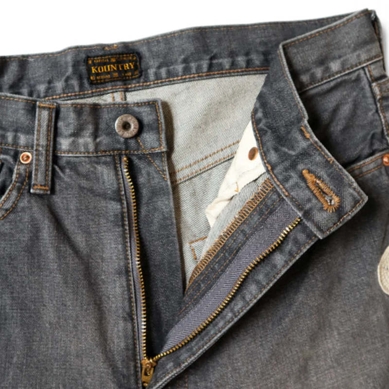 Kapital 14oz Black Denim 5P Shorts (Bone)