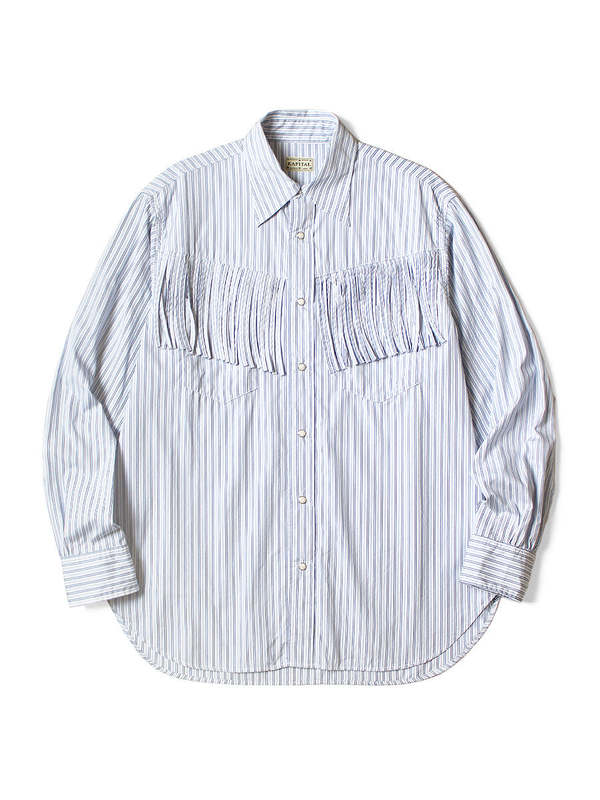 Kapital Cotton Stripe Fringed Husky Western Shirt - Big Border