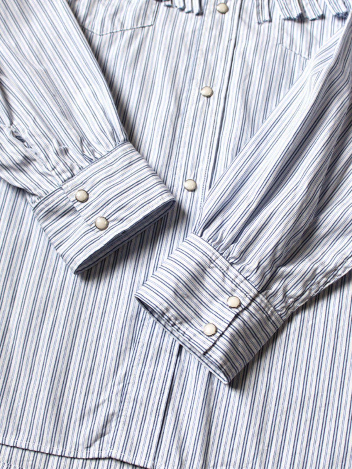 Kapital Cotton Stripe Fringed Husky Western Shirt - Big Border - Image 5 of 8