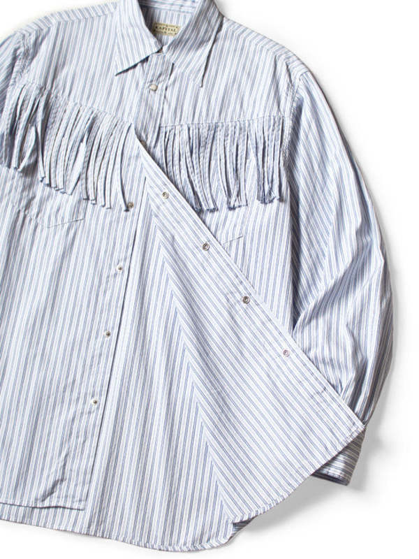 Kapital Cotton Stripe Fringed Husky Western Shirt - Big Border