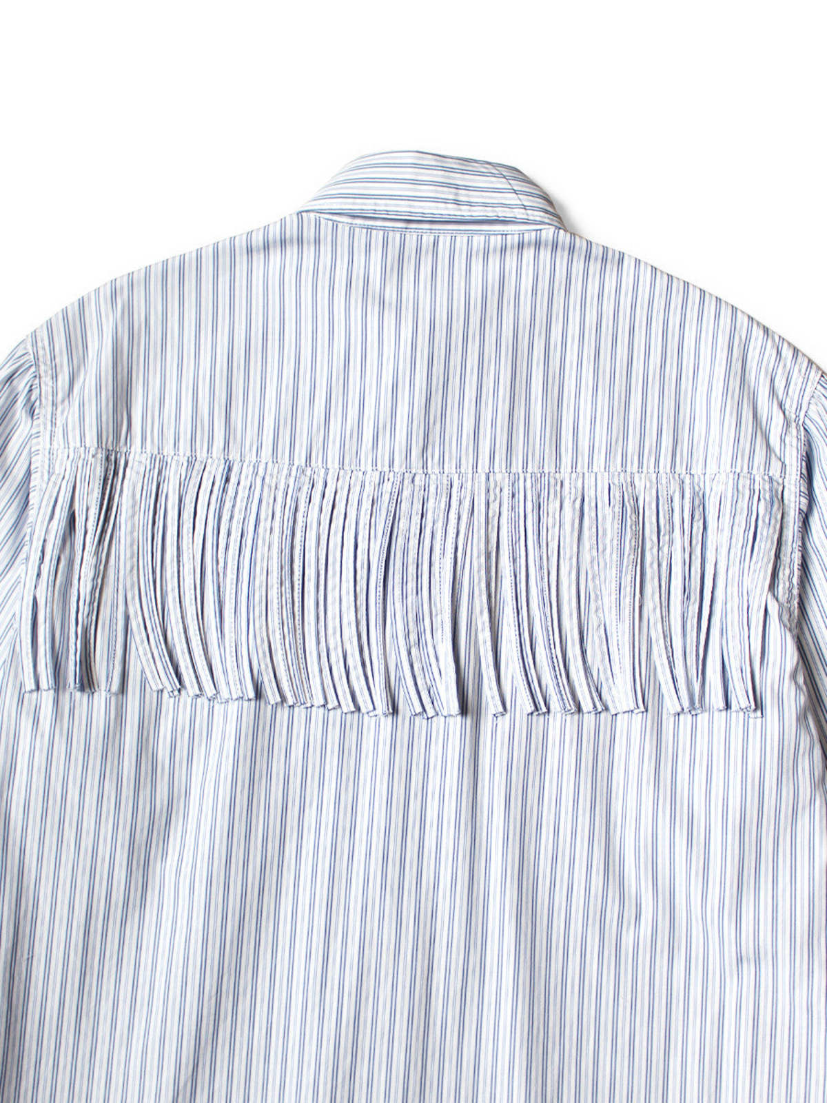 Kapital Cotton Stripe Fringed Husky Western Shirt - Big Border - Image 8 of 8