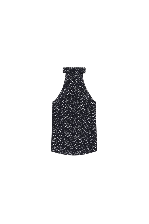 Nili Lotan Alla Halterneck Top - Black/Ivory Star
