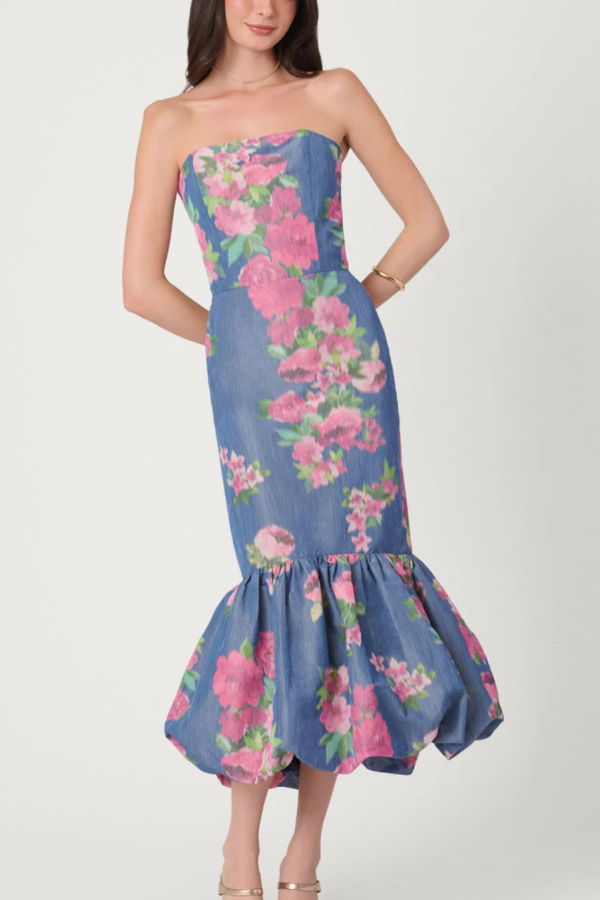 Shoshanna Julieanne Dress - Navy/Magenta