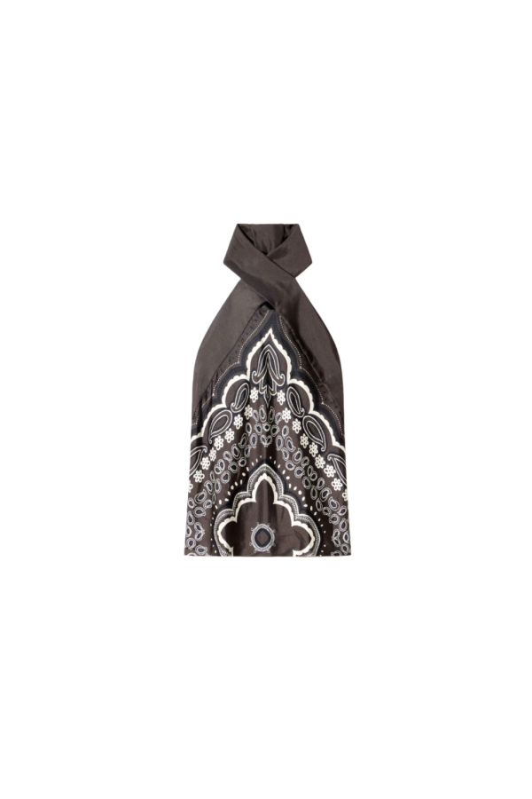 Nili Lotan Solal Silk Halterneck Top - Brown/Ivory Bandana Print