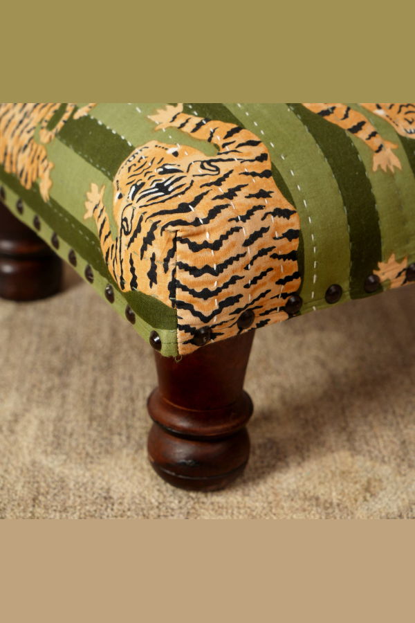 Expo Bazaar Choki Foot Stool With Tiger Print