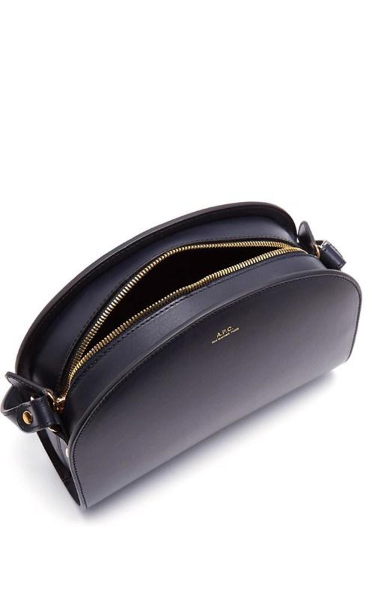 A.P.C. Demi-Lune Leather Shoulder Bag - Navy | Garmentory