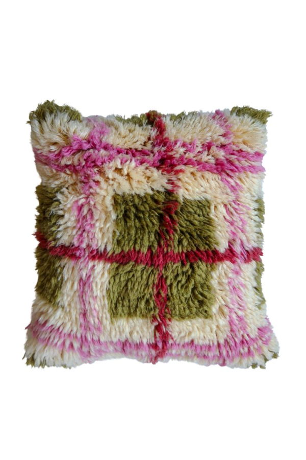 Mosey Me Plaid Shag Cushion