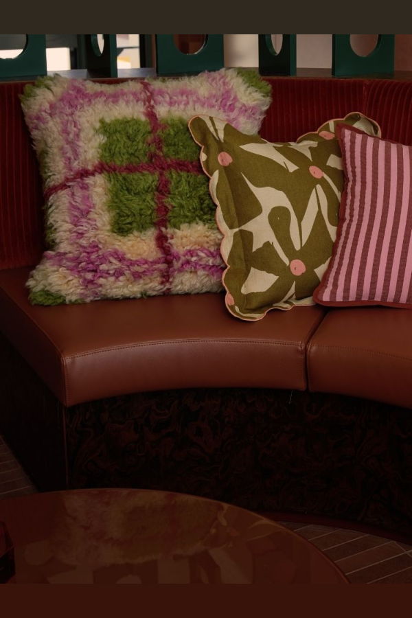 Mosey Me Plaid Shag Cushion