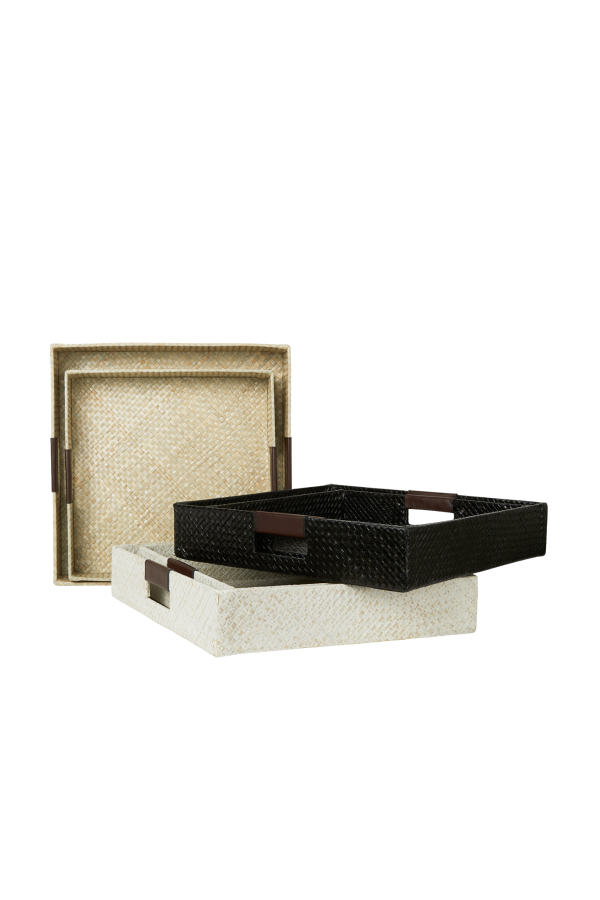 Sarah Stewart Decorative Trays with Leather Handles - Set of 2