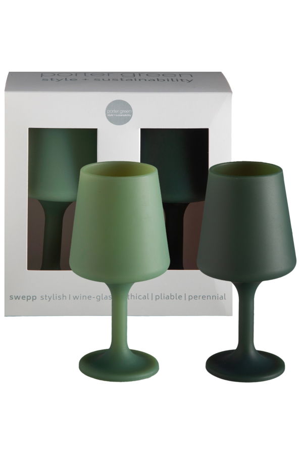 Porter Green Swepp Silicone Unbreakable Wine Glasses