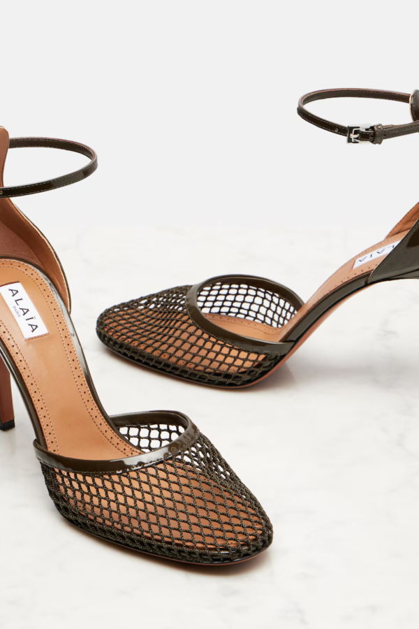 Alaïa 90 Mesh and Patent Leather Pumps