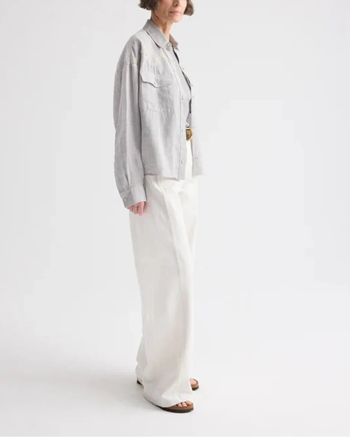 TWP Carter Shirt With French Knots - Gray - Image 3 of 6