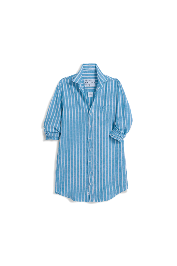 Frank & Eileen Mary Classic Shirtdress - Turquoise/White Stripe