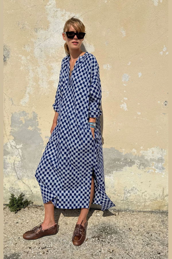 Two Checkerboard Long Caftan