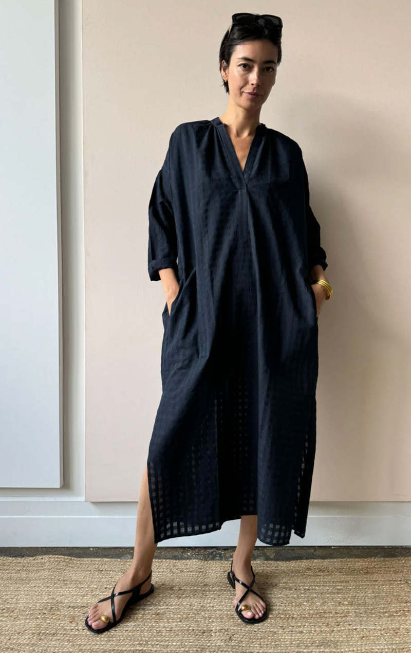 Two Grid Caftan Dress