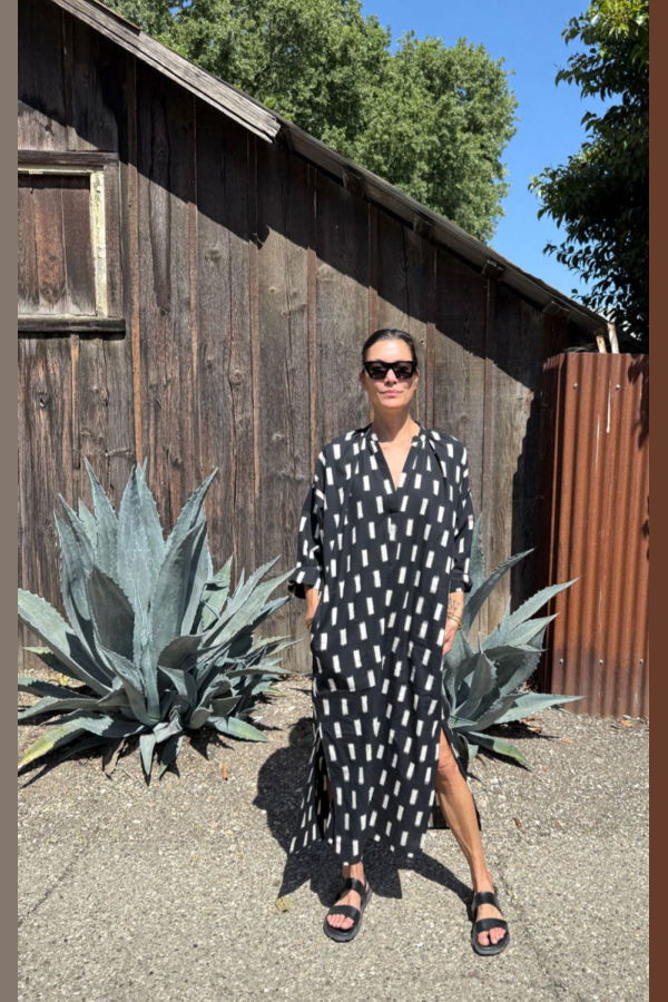 Two Ikat Woven Caftan Dress