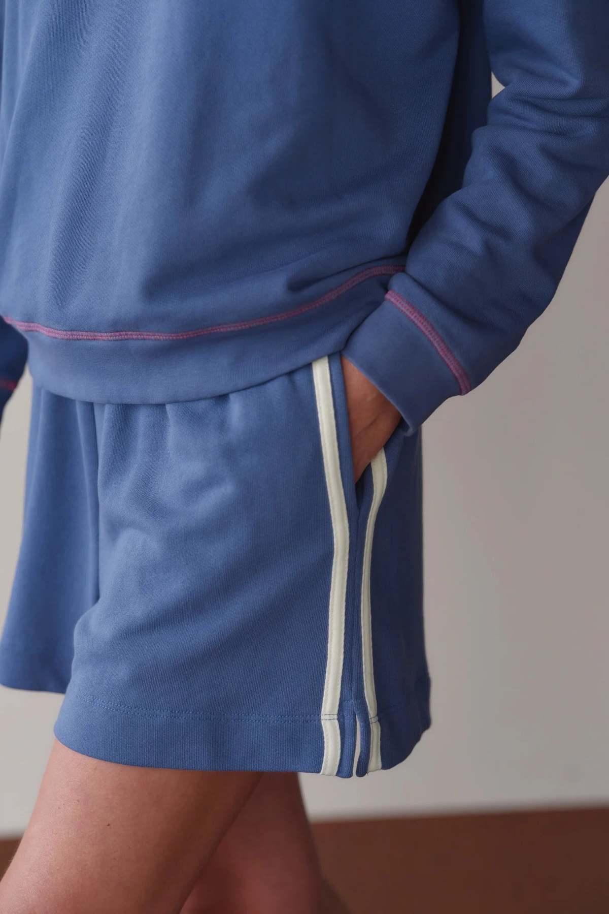 Donni. Lapis Stripe Eco-Terry Shorts - Image 2 of 5