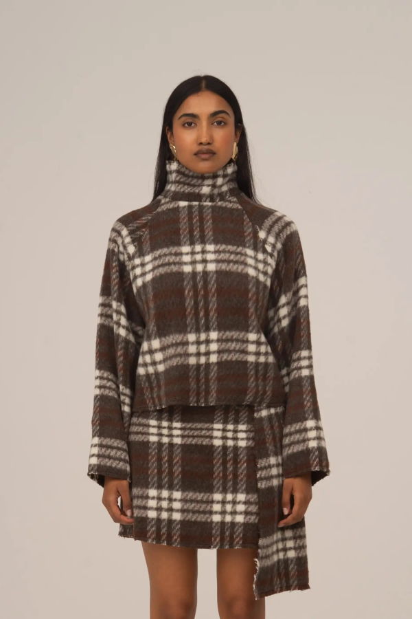 Carmen Says Barefoot Plaid Turtleneck Overshirt